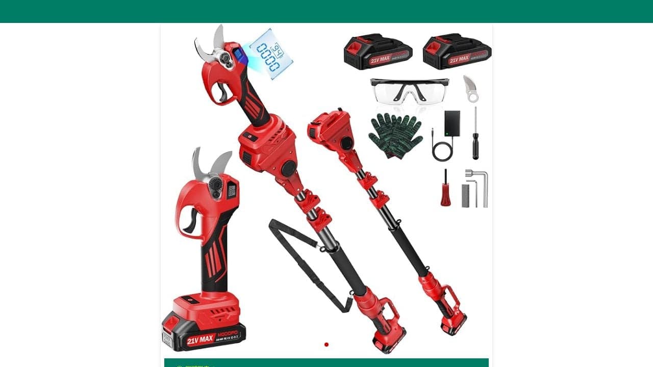 2-in-1 Electric Pruning Shears Cordless with Pole, 2.1" Cutting Diameter Pole Pruning Shears, Brushless Motor, Extra Blade, 2 * 2Ah Batteries, 2 Modes Adjustable Pruning Shears for Tree Flower の関連画像 4